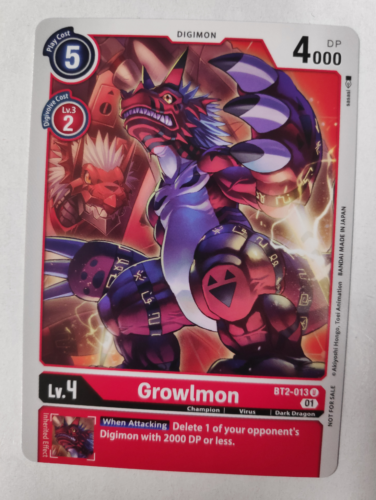 Digimon BT2-013 Growlmon Winner Pack -Next Adventure- Alt Art Promo NM-M - Picture 1 of 2