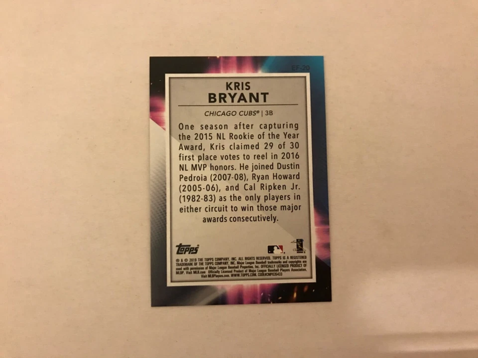 2019 Fire Kris Bryant #EF20 (En Fuego Gold) - Image 2 of 2