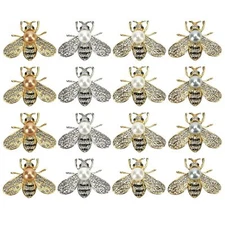 16 PCS Honey Bee Brooch Pins Bulk - Gold Designer Brooches for Women - Crysta...