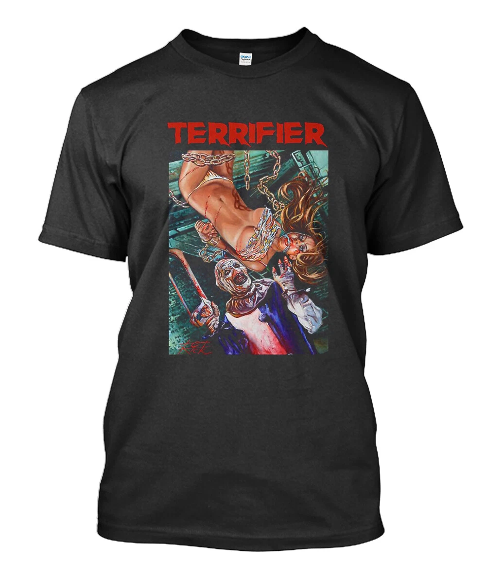 NWT Terrifier art the clown horror movie art T shirt Black Size S 5XL