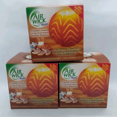 3 Pack AIRWICK  Grandmas Cookies by Wizard Glowing Candle Discontinued 2002