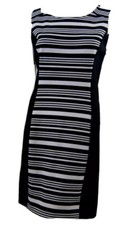 Express Black & White Stripe Color Block Stretch Sheath Dress Versatile Sz M 