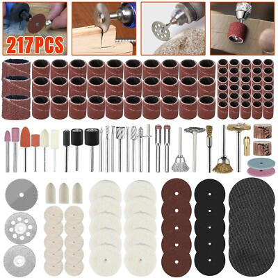 #ad 217PCS Rotary Tool Accessories Kit Sanding Cutting Polishing Grinder for Dremel $16.98