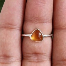Natural Citrine Trillion Handmade 925 Sterling silver yellow Stone all size Ring
