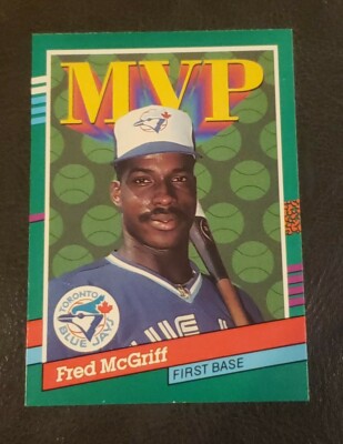 1991 Donruss #389 Fred McGriff MVP Toronto Blue Jays Error no Dot after INC