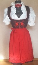 Schönes Marken Dirndl Trachtenkleid Landhauskleid 4Tlg.Rot/Braun GR38⚠️s.Maß NEU