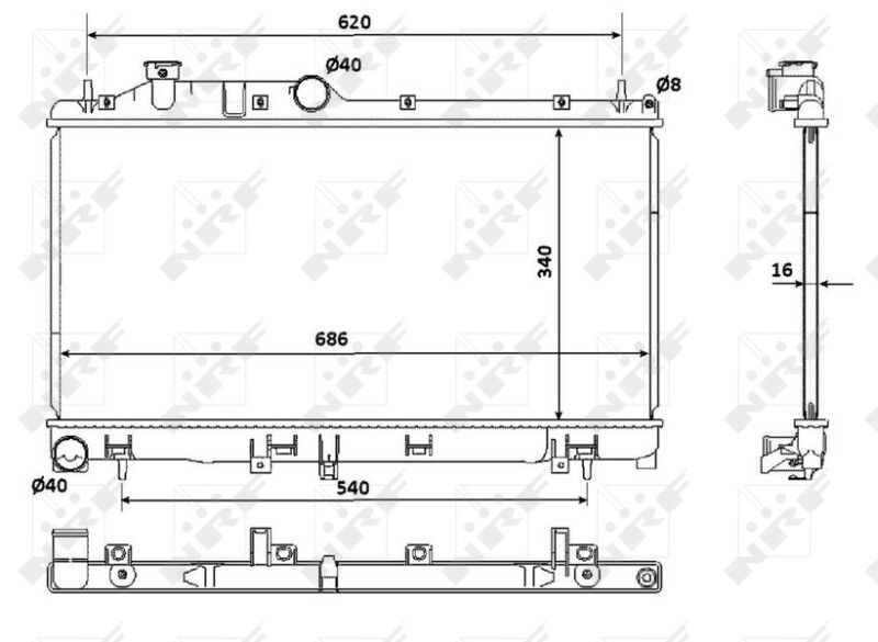 NRF 53929 Radiator, engine cooling for SUBARU