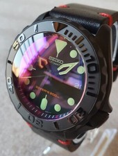 SKX Mod The Red and The Black v3 NH36A Ledera...