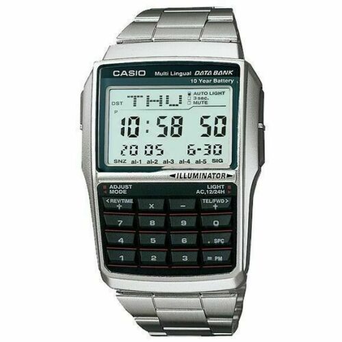 Casio DBC-611-1 Databank Calculator Watch Stainless Steel Band 5 