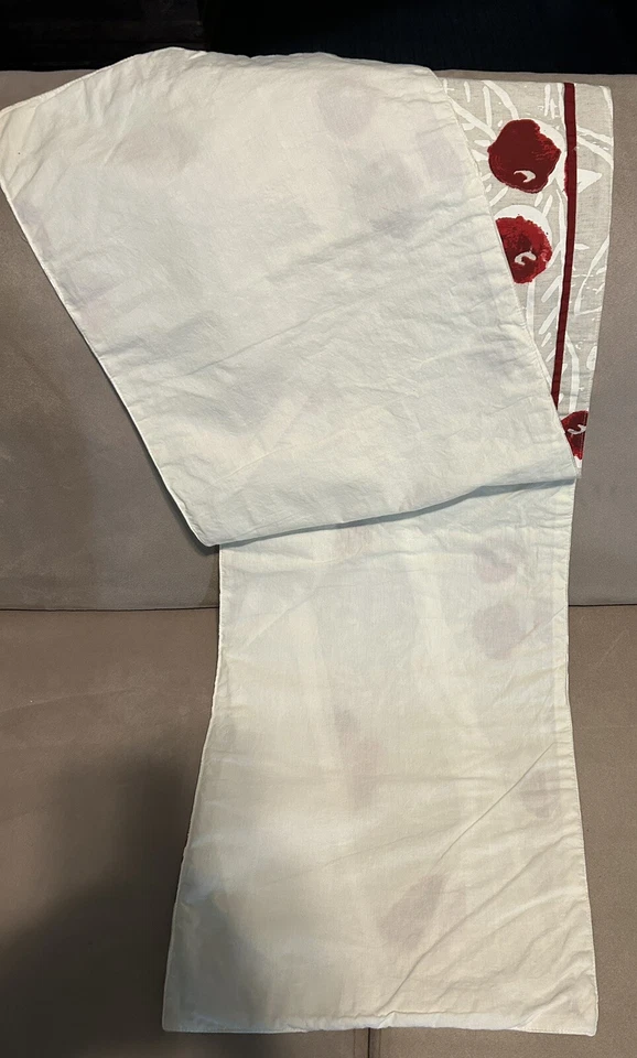 Table runner Red Berry cream leaf floral red ribbon 67x14” - Image 4 of 4