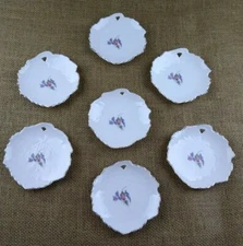 Leaf Porcelain Pink Rose Floral Vanity Trinket Ring Dish Ashtray Japan Lot of 7