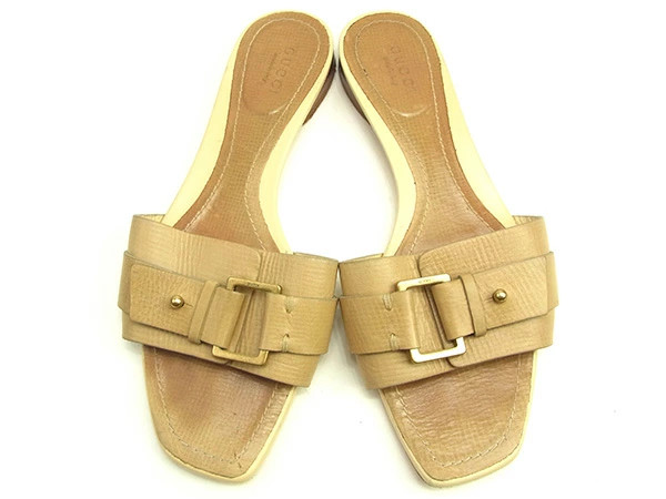 GUCCI Sandals #36 1 2C Women's Beige Leather T1334 Brand High Brand Vintage thumbnail 2
