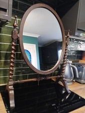 Antique Gothic Victorian Barley Twist Dressing Table 19th Century Oak Mirror