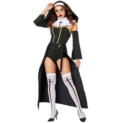 Sexy Women Nun Cosplay Costumes Adult GAME Sister's Clothing Clubwear Nightdress