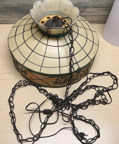 VTG 1960s70s Coca-Cola Faux Stained-Glass Hanging Light Lamp Sign Tiffany Style