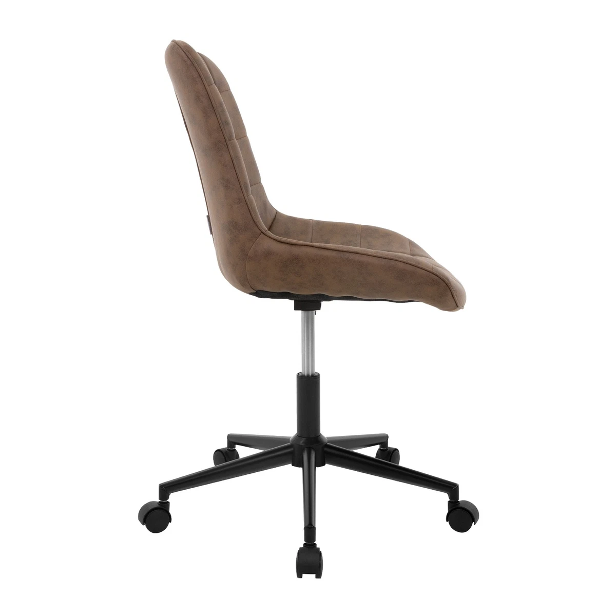 Silla de oficina marrón asiento imitación cuero sillón giratorio y regulable