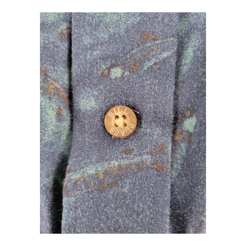 Bill Blass Blue Abstract Fish Print Button-Up Shirt Long Sleeve Men's Size M - Image 4 of 4
