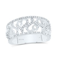 925 Sterlingsilber Original Diamant Gedreht Herz Band JubiläUm Ring 1/3 Karat