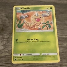 Weedle 1/111 (NM, Pokemon Card, Crimson Invasion, 2017, Grass, Common)