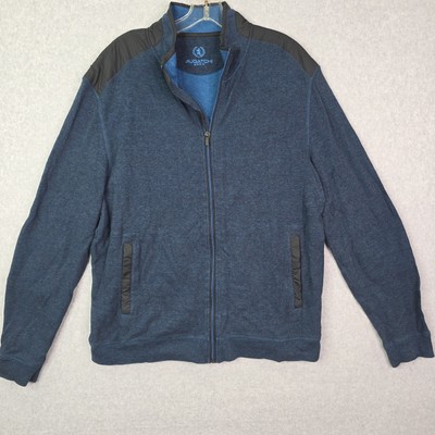 Bugatchi Uomo Sweater Men's XL Full Zip Blue Mock Neck High Preppy Long Sleeve