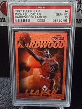 1997 Fleer Flair Hardwood Leaders MICHAEL JORDAN #4 PSA 10 GEM MINT