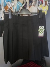 Trutex Senior Stitch Down Pleat Skirt Black, School Uniform, 26Wx18L