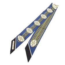 HERMES Twilly Lift Profile Scarf Silk Marine Noir Gold 1286 HERMES From Japan