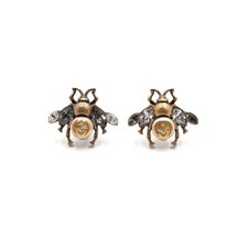Gucci Interlocking G Crystal Bee Motif Earrings 489894 155500093