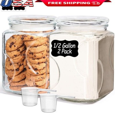Durable Airtight Glass Jars W/ Lids Wide Mouth Storage Containers Kitchen Pantry