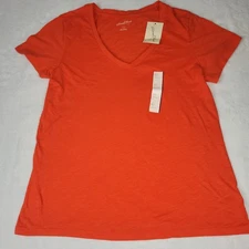 Universal Thread Women's Short Sleeve V-Neck T-Shirt Orange Size XL