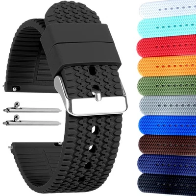 Silikon Uhrenarmband 18 20 22 24 mm Ersatz Armbanduhr Smartwatch kompatibel Band - Bild 1 von 4