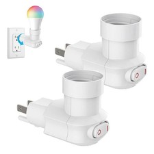 2 Pack Outlet to Socket Adapter 360 Rotatable Plug in Light Bulb Socket with...