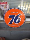 VINTAGE UNION 76 GASOLINE PORCELAIN SIGN GAS STATION PUMP PLATE MOTOR OIL AUTO