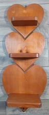 Vtg Wood 3 Tier Heart Shaped Wall Hanging Shelf Farmhouse Country 20 1/2
