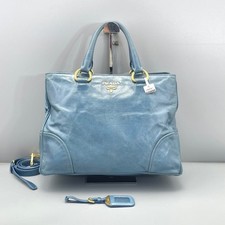 Prada Light Blue Leather Pre-Owned 2Way Shoulder Tote Handbag