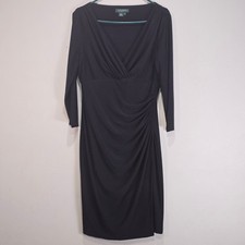 Lauren Ralph Lauren dress casual long sleeve women's black faux slip