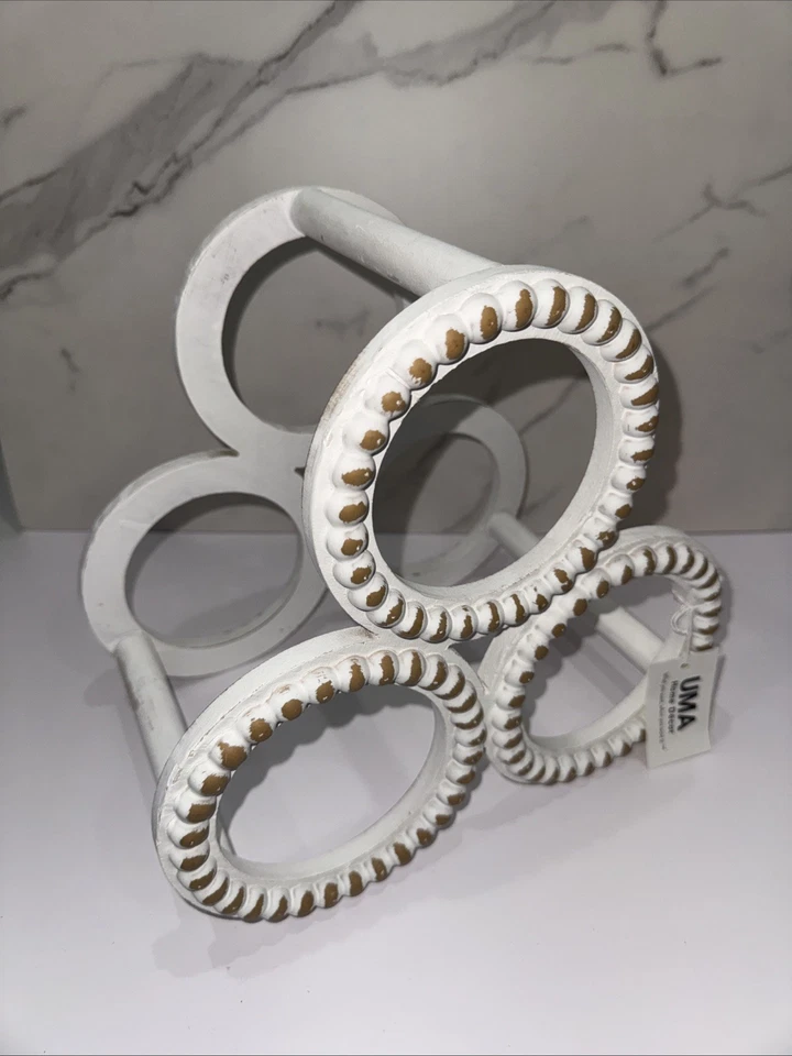 UMA Decoración del Hogar - Estante de Madera para Vinos de 3 Botellas - Almacenamiento Decorativo de Mesa Foto 2 de 4