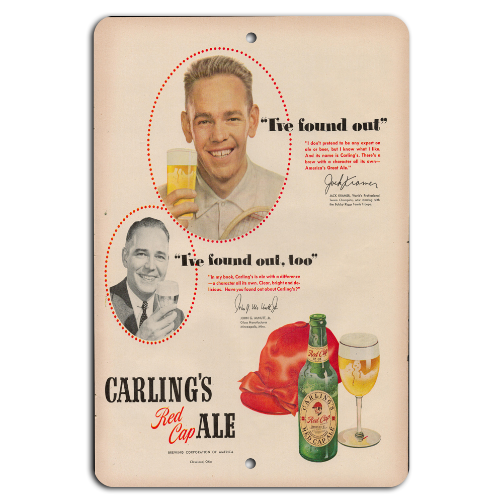 Vintage Carling Red Cap Ale Sign for Retro Bar Decor