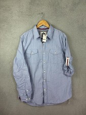 Express Shirt Mens Large Blue Striped Long Sleeve Button Front Pockets Casual