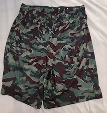 EUC GREEN  BROWN CAMO TEK GEAR DRYTEK SHORTS BOYS SIZE XL - YOUTH 18/20
