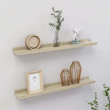  Wall Shelf Set of 2 Sonoma Oak MDF Wall Mounting Wall Shelf