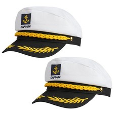 Yacht Sailor Hat, Navy Captain Cap, Adult Marine Admiral Costume 2 Pack White