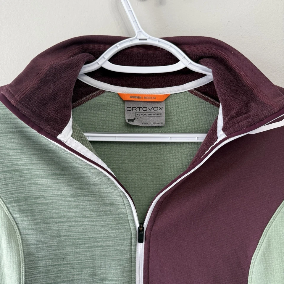 ORTOVOX Vellón Rejilla Clara Cremallera Cuello Sudadera con Capucha Lana Merino Interior Talla M Verde/Marate Foto 3 de 4