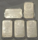 Collection of 5 Vintage Engelhard 1 T-oz 999 Silver Bars with Capsules
