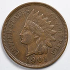 1901 Indian Head Penny Cent Extremely Fine/ Almost Uncirculated (XF/AU)