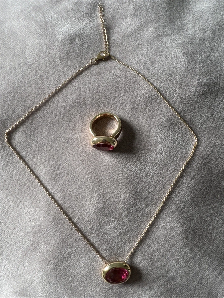 Ensemble bestehend aus Ring und Halskette 925 rosévergoldet