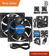 High-Performance 80x80mm USB Cooling Fan - 2PK, 2500 RPM, Quiet Operation