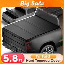 GMC Tonneau Covers 5.8FT FRP Hard Tri-Fold Tonneau Cover Truck Bed for 07-26 Silverado/Sierra 1500