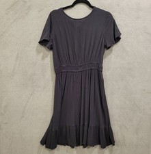 Croft and Barrow Midi Dress Women's Size Medium Black Ruffle Hem Elastic Waist