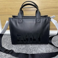Image of DKNY Hadlee Medium Tote Black Faux Leather Bag New Sold Out Edition Handbag